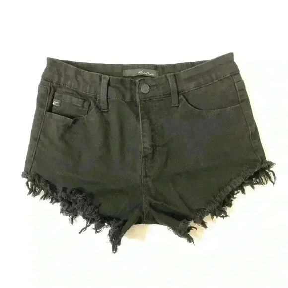 KanCan Pants - KanCan Black Cut Off Fringe Jean Denim Shorts Size 26